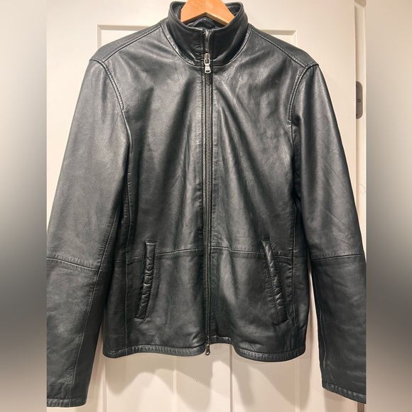 John Varvatos Black Sheepskin Leather Jacket - Men's Small - Soft & Sleek